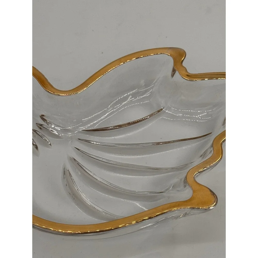 Mikasa Crystal Dove Gold Trim Candy Relish Trinket Dish 6.5 Inch Vintage